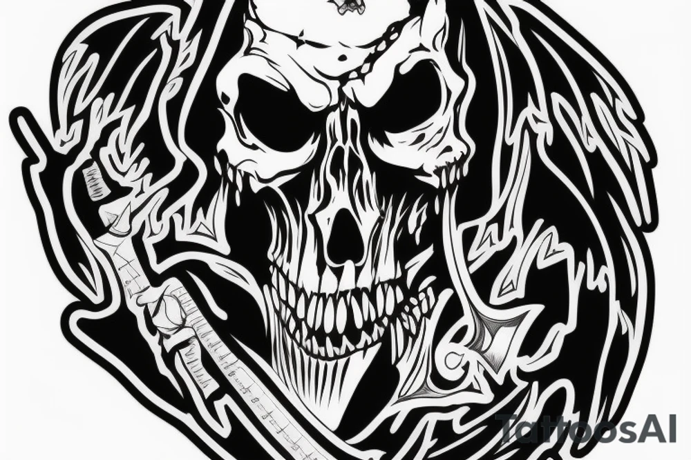 Grimreaper with big sharp canine in a hood tattoo idea