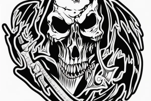 Grimreaper with big sharp canine in a hood tattoo idea