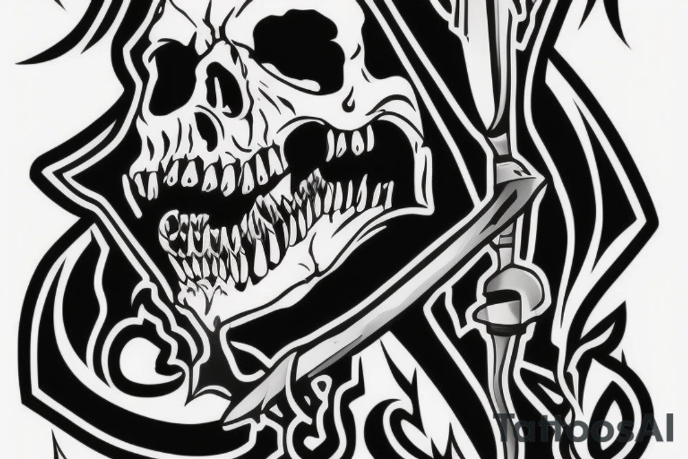Grimreaper with big sharp canine in a hood tattoo idea