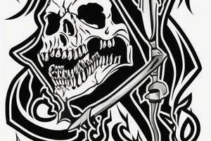 Grimreaper with big sharp canine in a hood tattoo idea