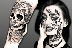 Life and death sharing the same face tattoo idea