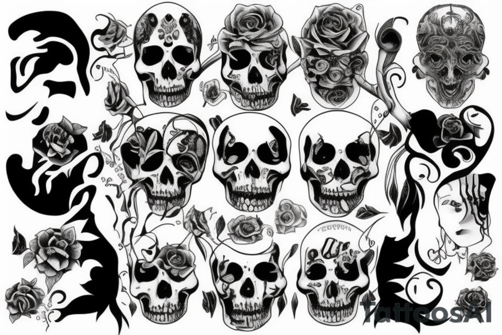 Life and death sharing the same face tattoo idea