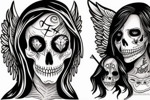 A Angel and a grimreaper sharing the same face tattoo idea