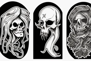 A Angel and a grimreaper sharing the same face. The Reaper on the right side and the angel on the leaft tattoo idea