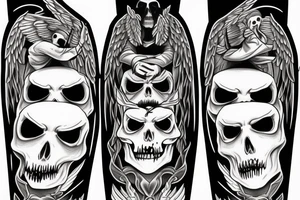A Angel and a grimreaper sharing the same face. The Reaper on the right side and the angel on the left tattoo idea