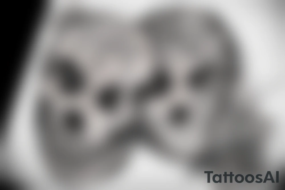 A face, the left side of the face is the face of a male Angel. The right side of the face is the face of a reaper. The face is Divided into two by a straight line. tattoo idea