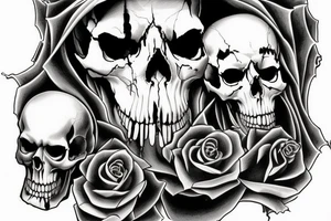 Grimreaper, split the skull perfect in the midle tattoo idea