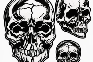 Grimreaper, split the skull perfect in the midle from forehead to chin tattoo idea