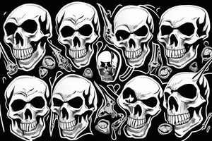 Grimreaper, split the skull perfect in the middle from forehead to chin tattoo idea