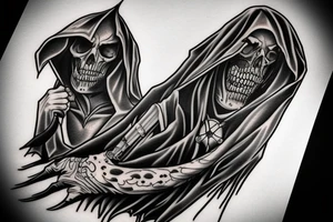Grimreaper with a hood. Huge canine tattoo idea