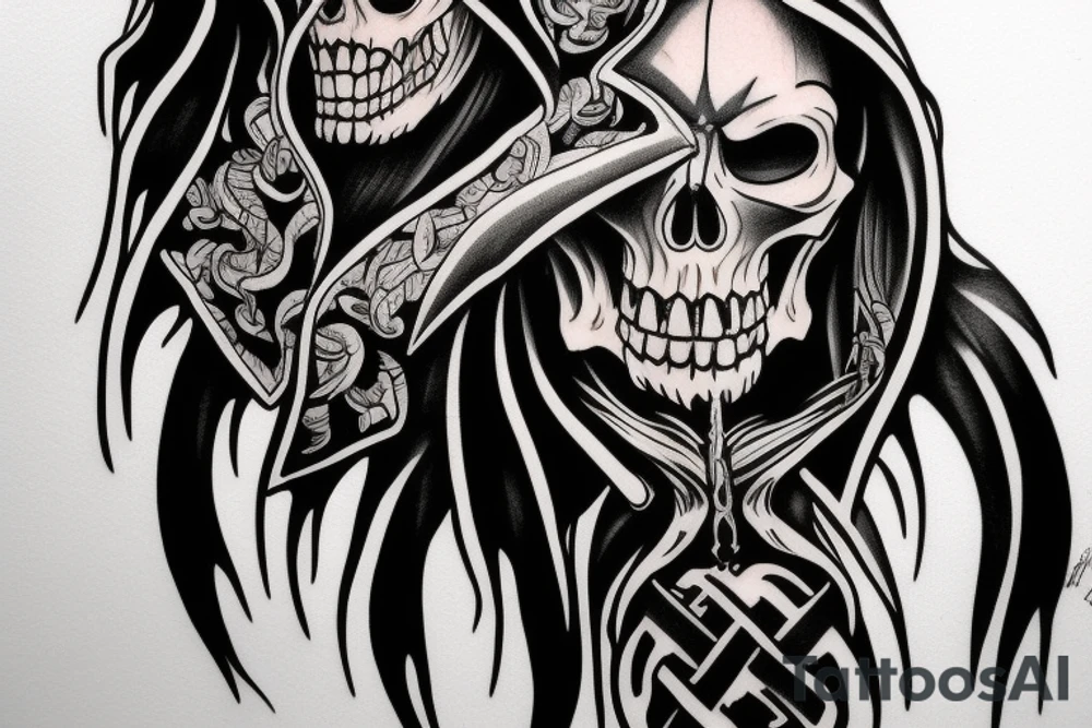 Grimreaper with a hood. Huge canine tattoo idea