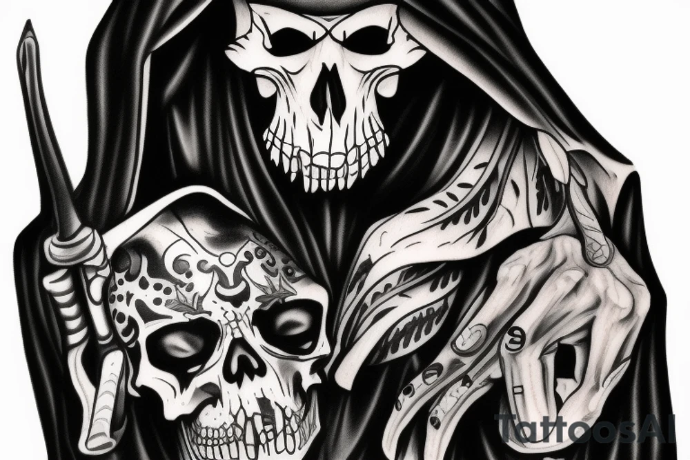 Grimreaper with a hood. Dog canine tattoo idea