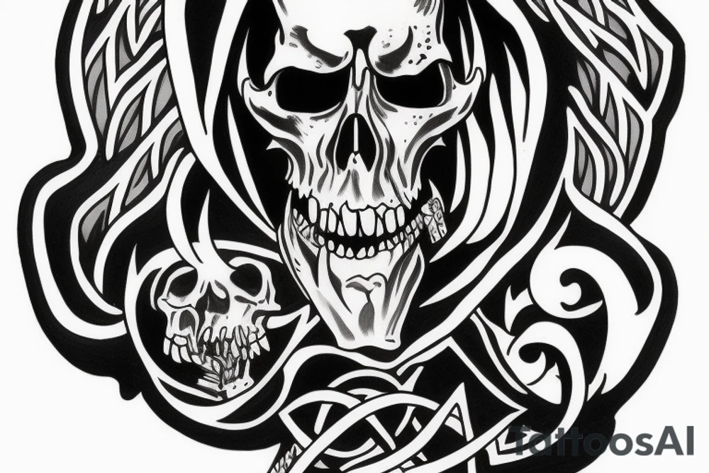 Grimreaper with a hood. Dog canine tattoo idea