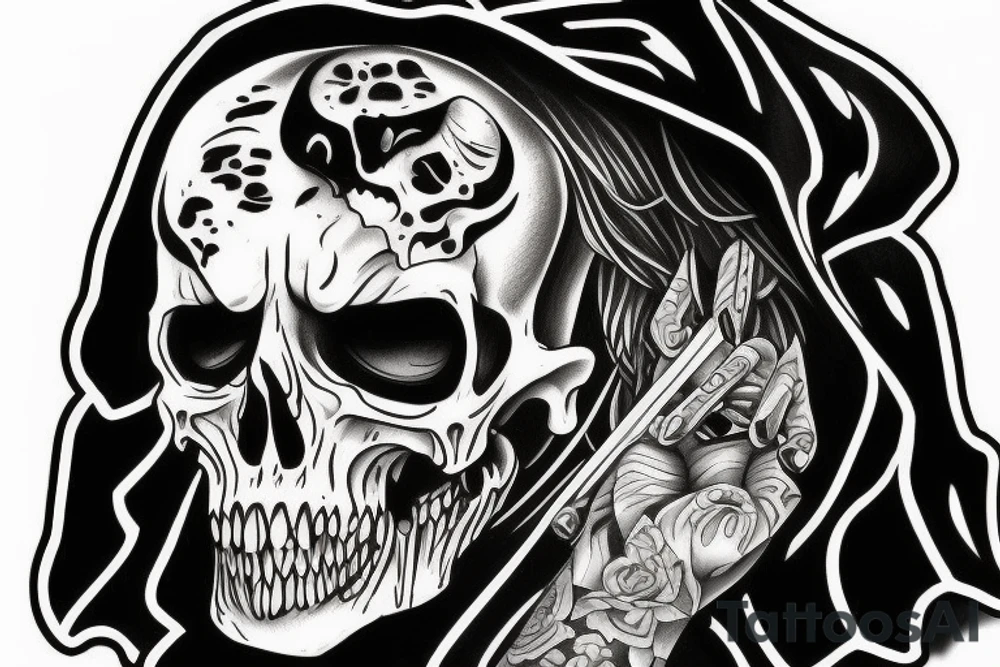 Grimreaper with a hood. Vampier canine tattoo idea