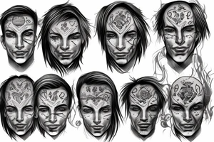 A male face that should represent both birth and death tattoo idea