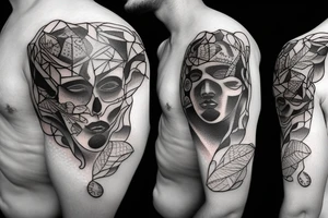 A male face that should represent both birth and death tattoo idea