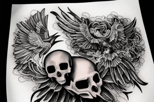 Crow standing on a skull tattoo idea
