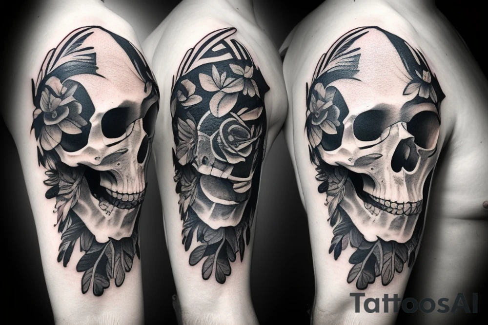 skull with a crow on top tattoo idea