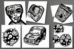 trash polka style tattoo idea
