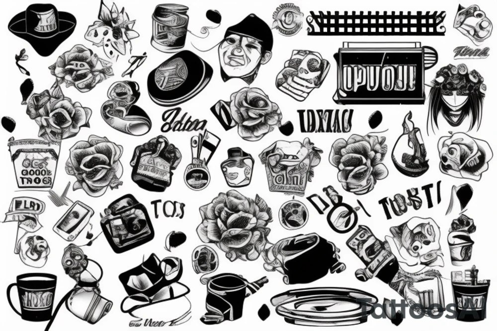 trash polka style tattoo idea