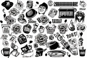 trash polka style tattoo idea