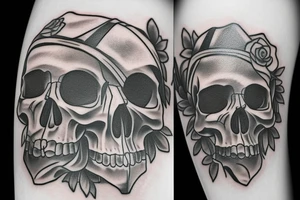 skull with a hat tattoo idea