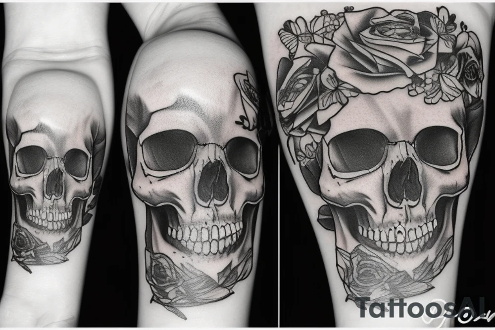 skull with a hat tattoo idea