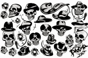 skull with a hat tattoo idea