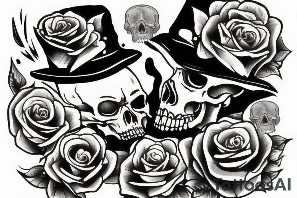 skull with a hat tattoo idea