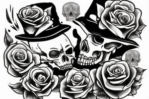 skull with a hat tattoo idea