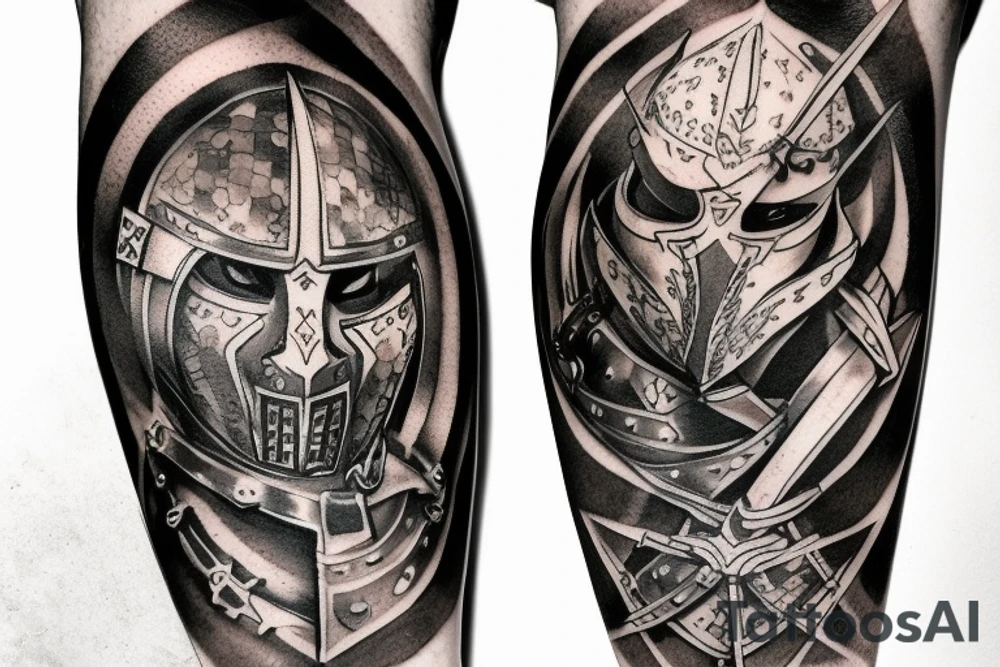 Two armured Knights in combat tattoo idea