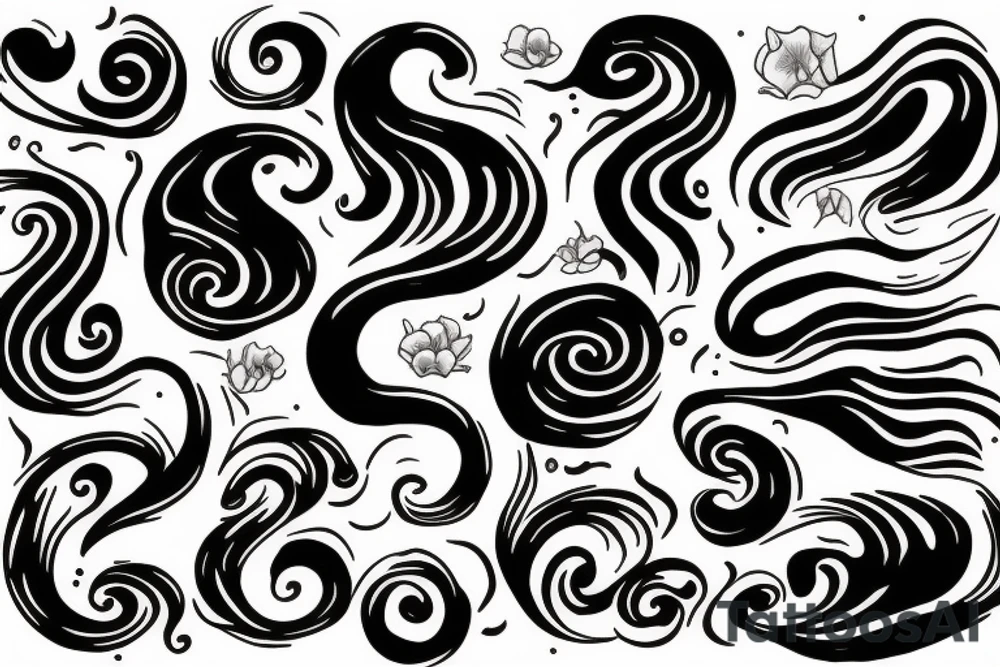 Soul mates, dainty, floral, fire, ocean wave tattoo idea