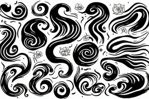 Soul mates, dainty, floral, fire, ocean wave tattoo idea