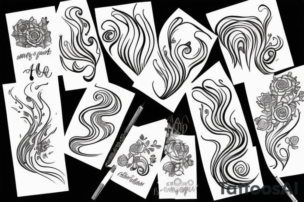 Soul mates, dainty, floral, fire, ocean wave tattoo idea