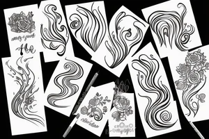 Soul mates, dainty, floral, fire, ocean wave tattoo idea