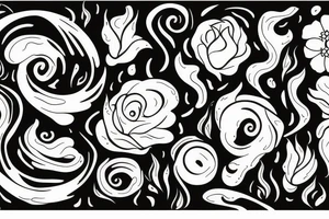 Soul mates, dainty, floral, fire, ocean wave tattoo idea