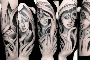 sisters with fire and ice tattoo idea