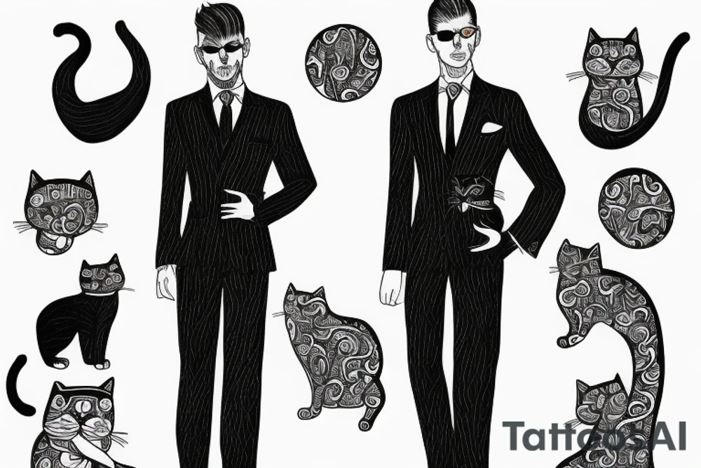 cat in a suit tattoo idea