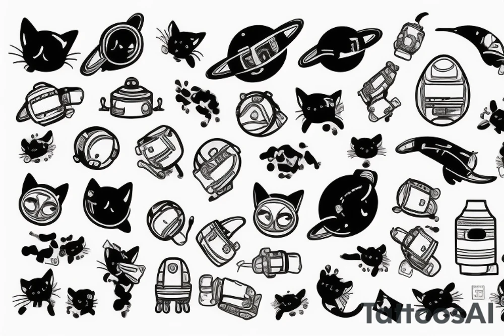 cat astronaut tattoo idea