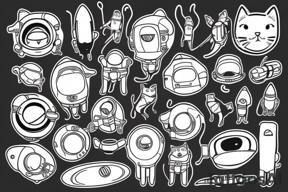 cat astronaut tattoo idea
