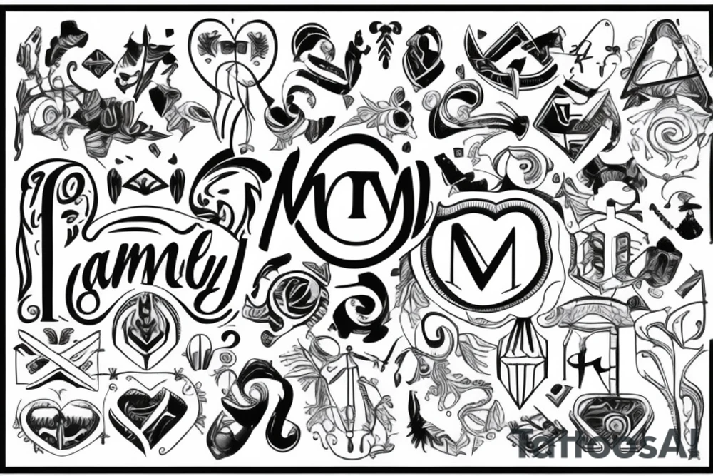 Family tattoo letter m tattoo idea