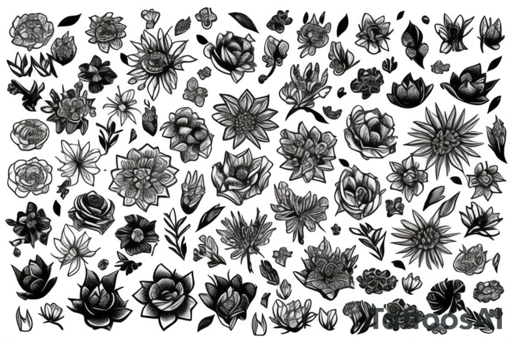 Flowers with fire and ice tattoo idea