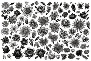 Flowers with fire and ice tattoo idea