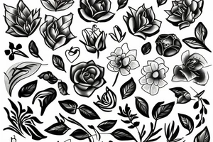Floral with ice with fire tattoo idea