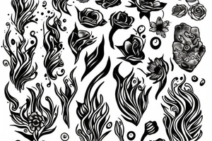 Floral with ice with fire hands tattoo idea