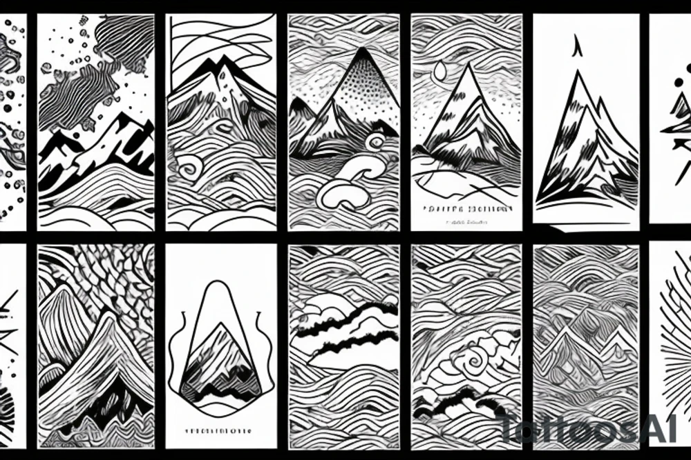 Mountain ocean tattoo idea