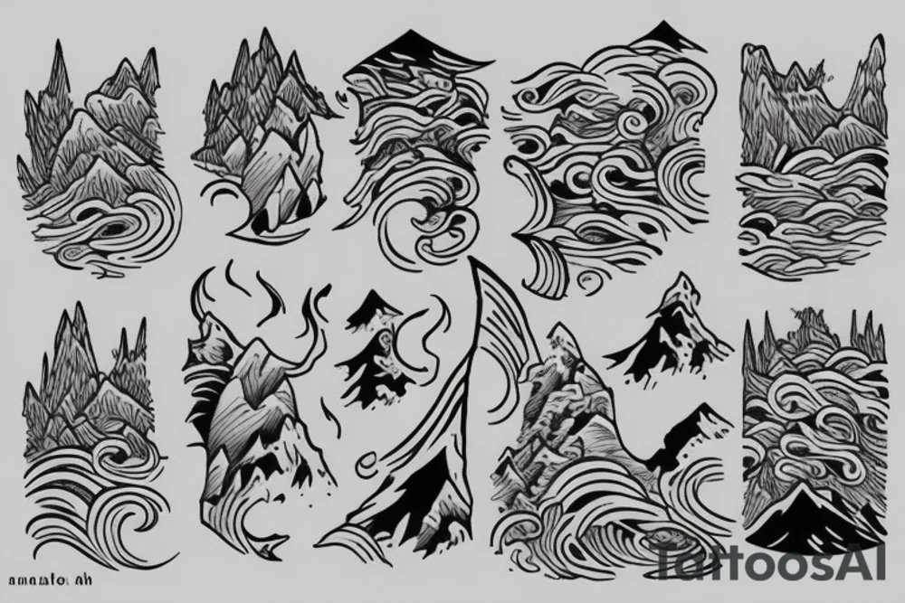 Mountain ocean tattoo idea