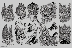 Mountain ocean tattoo idea