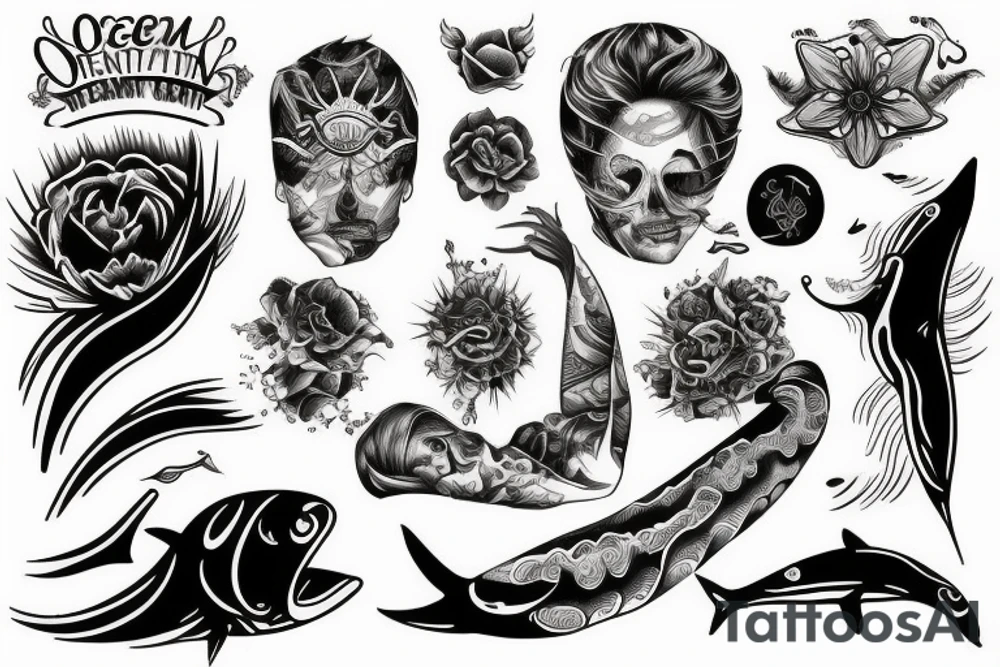 Ocean mountain tattoo idea