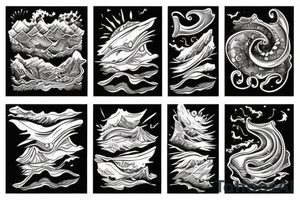 Ocean mountains tattoo idea
